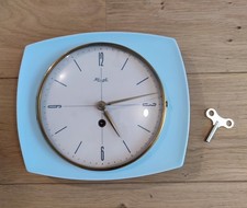 KIENZLE Horloge Pendule Murale Mécanique Vintage Bleu Porcelaine Céramique + Clé