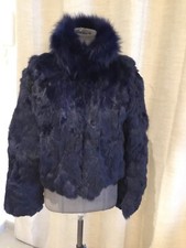 Très Belle Veste Fourrure Renard Élevage Bleu Adrienne Landau 38