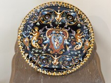 JOLI PLAT EN FAIENCE DE GIEN RENAISSANCE FOND NOIR 19 EME   N°1