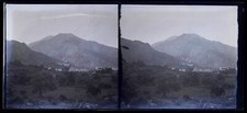 Village en montagne La Corse Photo NEGATIVE Plaque de verre Stereo Vintage VrL