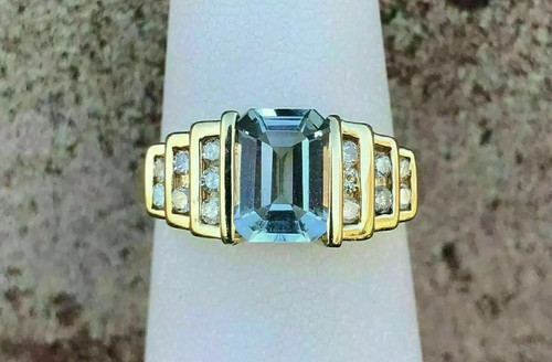Bague solitaire aigue marine - bague, aigue-marine