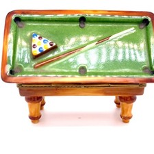 Limoges Billard Table Pilule Boite Bibelot Fabriqué En France 3 " x 3.8cm x