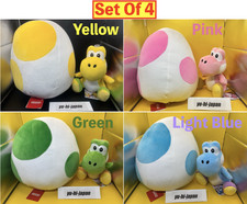 Lot de 8 peluches Nintendo Yoshi (S) et coussin oeuf vert jaune bleu clair rose