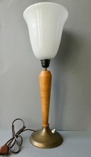 lampe en métal, bois et opaline, style Mazda, Art Deco, années 60