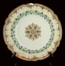Antique Nouveau HP Sevres Porcelaine Violet Iris Fleur Bordé Soupe Bol France
