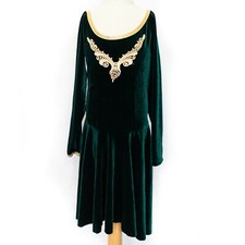 Green velvet gold dress - gold,