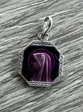 Médaille religieuse Ancienne " Sainte Vierge " - Argent Emaille