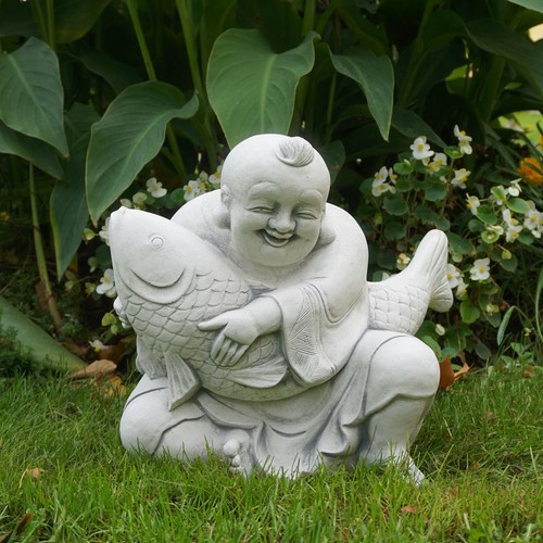 Moine bouddha avec poisson - moine,