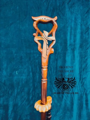 Canne bois sculpté - canne,