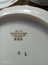 service a vaisselle pate de limoges porcelaine M&S fabriqué en berry super état