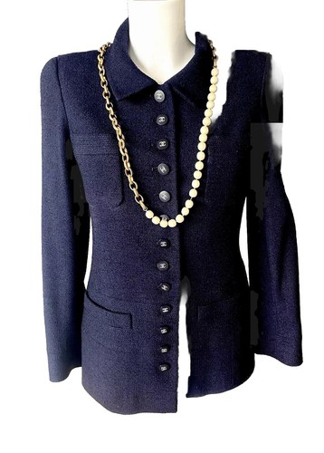 Veste chanel tweed marine - veste,