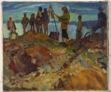 Jacques BUREL 1922 - 2000 : '' Peintre sur la dune à Alger '' - 1957