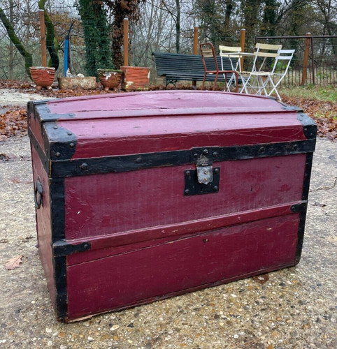 Malle coffre bois 19ème - malle,
