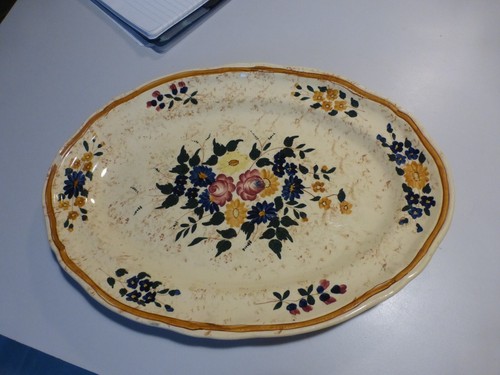 Ancien plat ovale - , faience