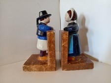 HENRIOT Quimper SERRE-LIVRES en faïence couple bretons accoudés art déco