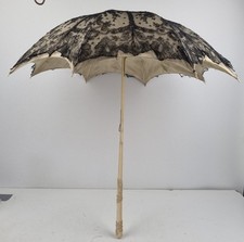 ANCIENNE OMBRELLE, XIX ème, manche ouvragé iv ,bague laiton, Fleurs, Dentelle, 