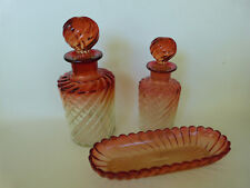 Baccarat bambou tors flacons nécessaire de toilette cristal couleur XIXe signé