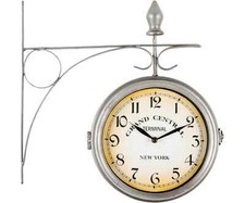 Horloge de Gare Vintage Double Murale Retro Pendule Style Antique Métallique