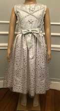 *** ROBE PRINCESSE BLANC/ARGENT POIX ARGENTÉS T. 4/5 ANS FAIT MAIN NEUVE ***