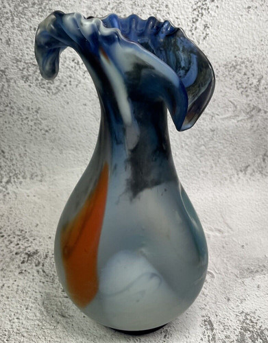 Vase verre dépoli - en, bleu