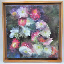 Tableau de bouquet de fleurs, huile sur toile, encadré caisse américaine, signé