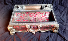 XIX Encrier bronze marqueterie