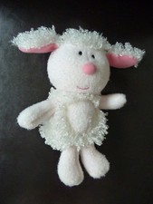 *. DOUDOU PELUCHE LUMINOU JEMINI MOUTON BLANC ROSE nez en boule  ETAT NEUF*
