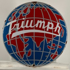 Plaque émaillée Triumph - Ø 50 cm (19,7") - Belle décoration de garage moto...