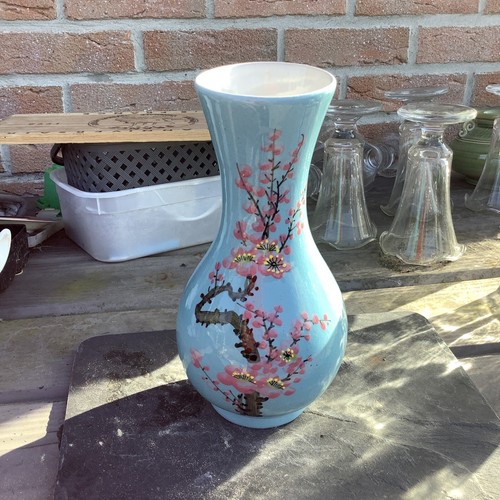 Vase décor japonisant fleurs - vase,