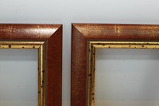 Paire de cadres rectangulaire en bois teinté et doré Fin Xxeme