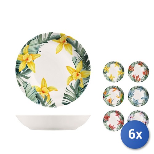 Assiettes creuses exotiques - 6x,