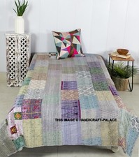Patchwork gris kantha soie - patchwork,
