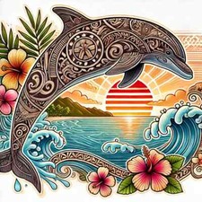 2 Autocollants hibiscus Tahiti