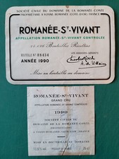 Étiquette Romanée-St-Vivant 1990 Romanée Conti DRC label weinetikett ラベル 라벨 8434