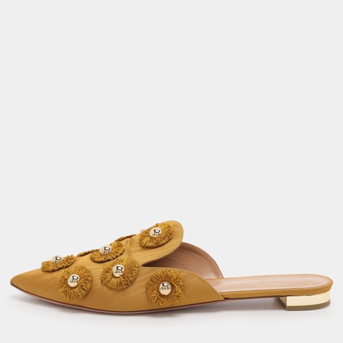 Mules tissu jaune moutarde - mules, en