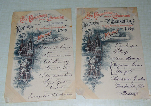 Ancien menu brasserie - ancien, de