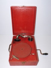 * GRAMOPHONE VALISETTE POUR ENFANT CARILLON BIJOU JUS de GRENIER jouet ancien  D