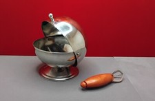 Sucrier boule type bistrot en inox 13cm avec pince à glaçons