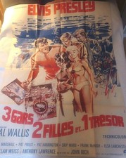 Ancienne Affiche cinema Elvis Presley 3 Gars 2 Filles et... 1 Trésor 