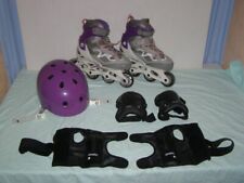 Marque Oxelo: Paire de rollers 35/38 + 1 casque + 2 protèges mains et genoux