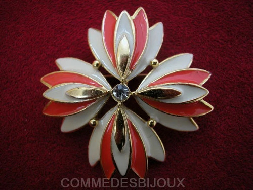 Broche vintage croix fleur - broche,