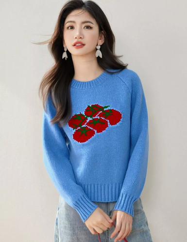 Pull femme bleu col ronde - pull,
