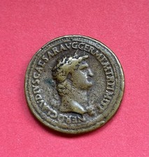 Monnaie romaine Néron Sesterce Tête à droite Revers DECURSIO Bronze 22.8 g Rare