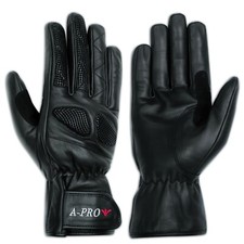 Gants Cuir Motard Moto Scooter Vachette Napa Legere Renforts Coque A-Pro noir