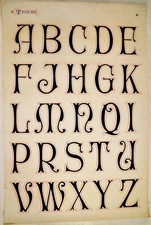 ALPHABET Très Grande Affiche Gouache Police de Caractères MOYEN-AGE TYPOGRAPHIE