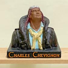 Buste Statue Plâtre Publicitaire Aviateur - Charles Chevignon - Vintage 80's