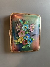 Ancien Poudrier Motif Fleurs