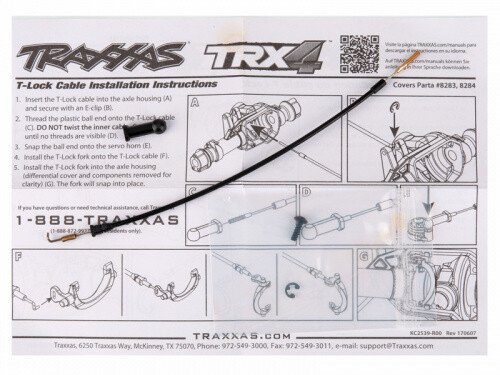 Câble traxxas lock avant - câble,