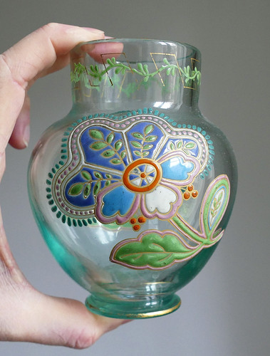 Vase verre émaillé style