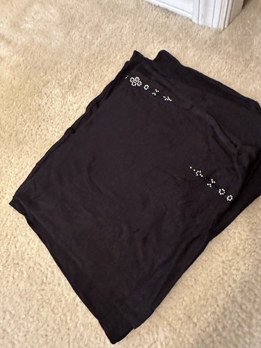 Soft large dark black hijab - black,